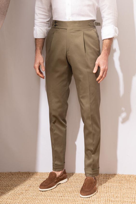 Buy COLOR PLUS Green Solid Cotton Stretch Tailored Fit Mens Trousers |  Shoppers Stop